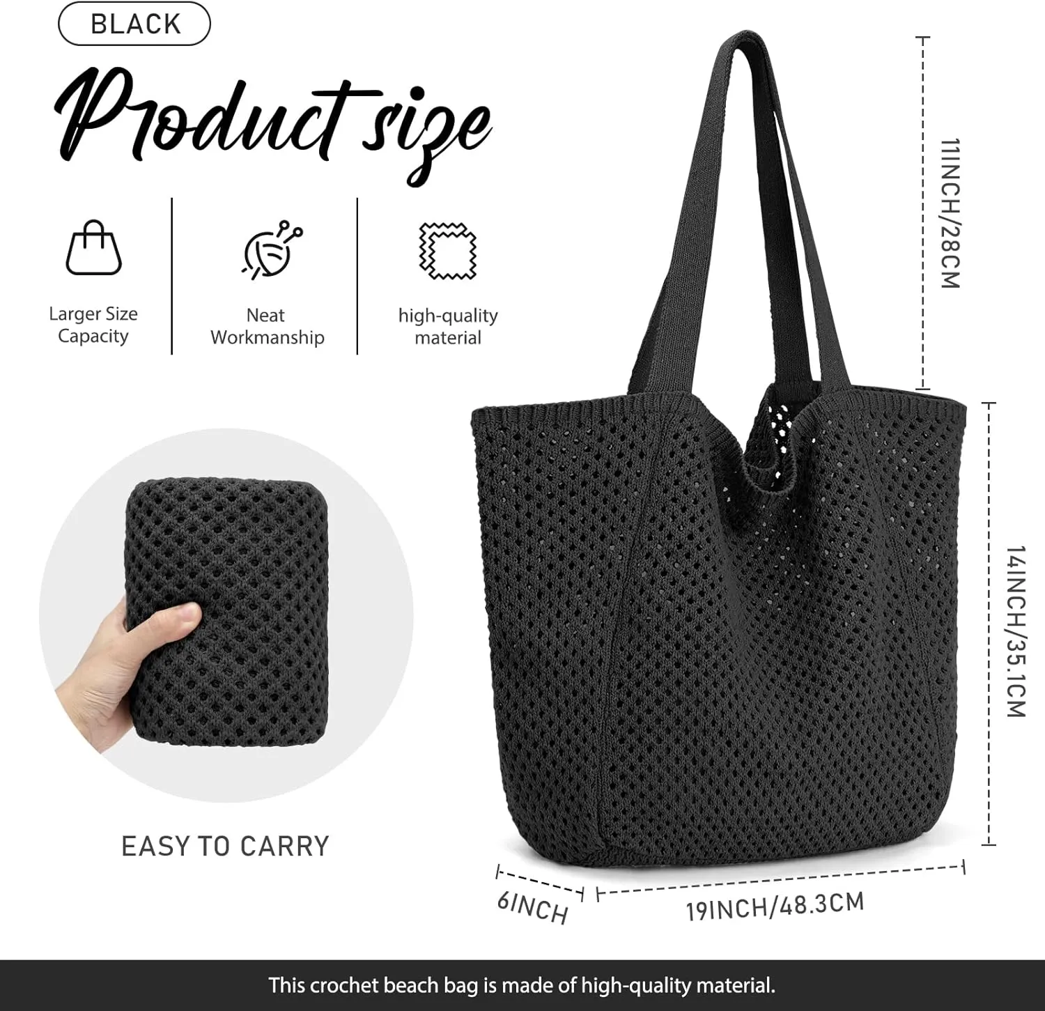 hatisan Crochet Bags for Women - Summer Beach Tote, Aesthetic Hippie Knit Bag