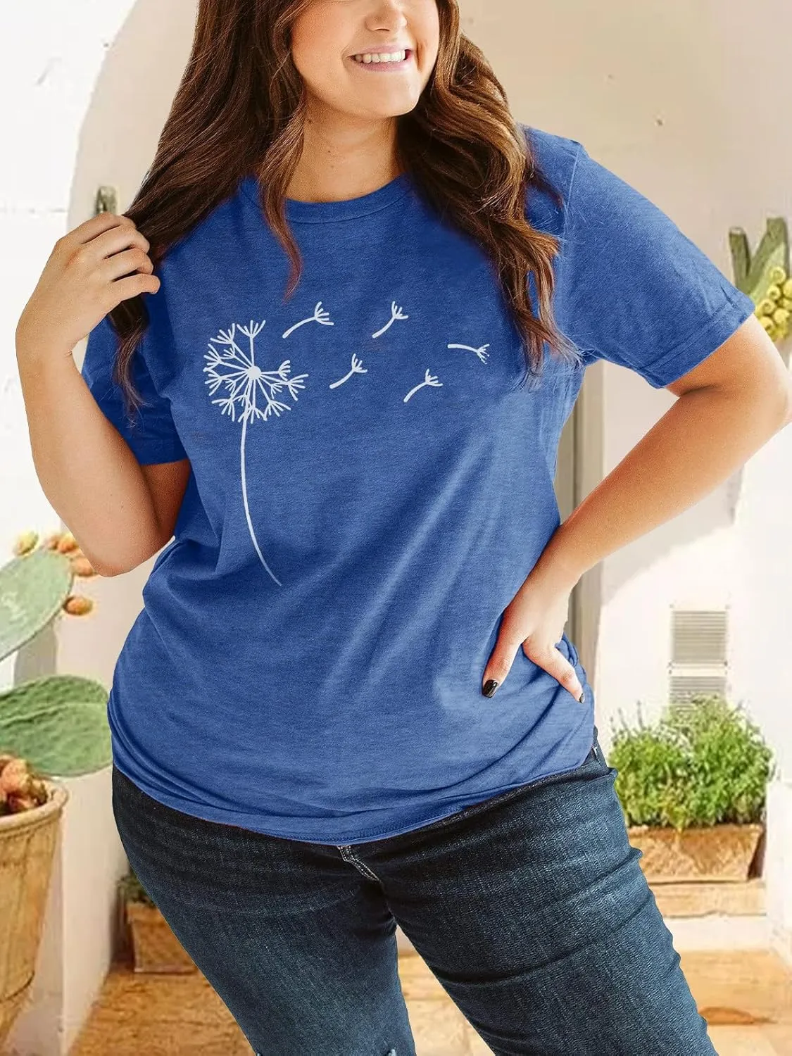 HDLTE Women Plus Size T Shirts Short Sleeve Casual Graphic Tee Tops