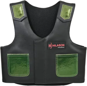 HILASON Bull Riding Vest - Kids Junior Youth Bull Pro Rodeo Leather Blue/Metallic Red