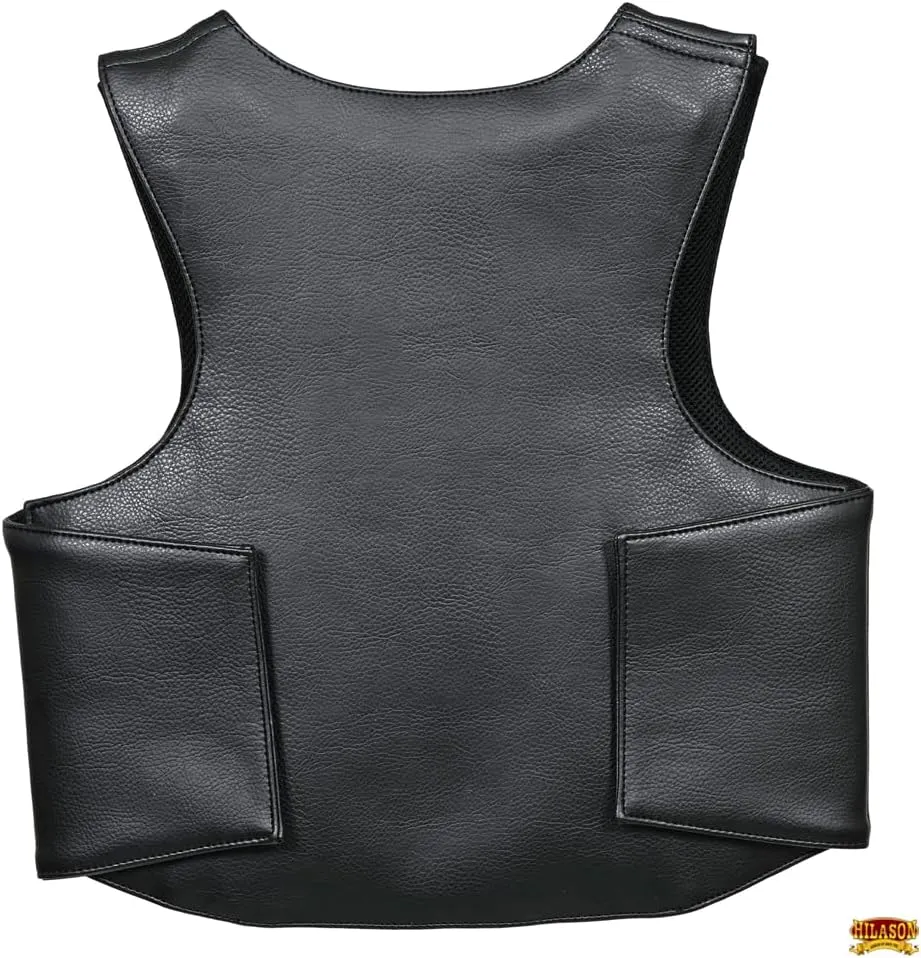 HILASON Bull Riding Vest - Kids Junior Youth Bull Pro Rodeo Leather Blue/Metallic Red