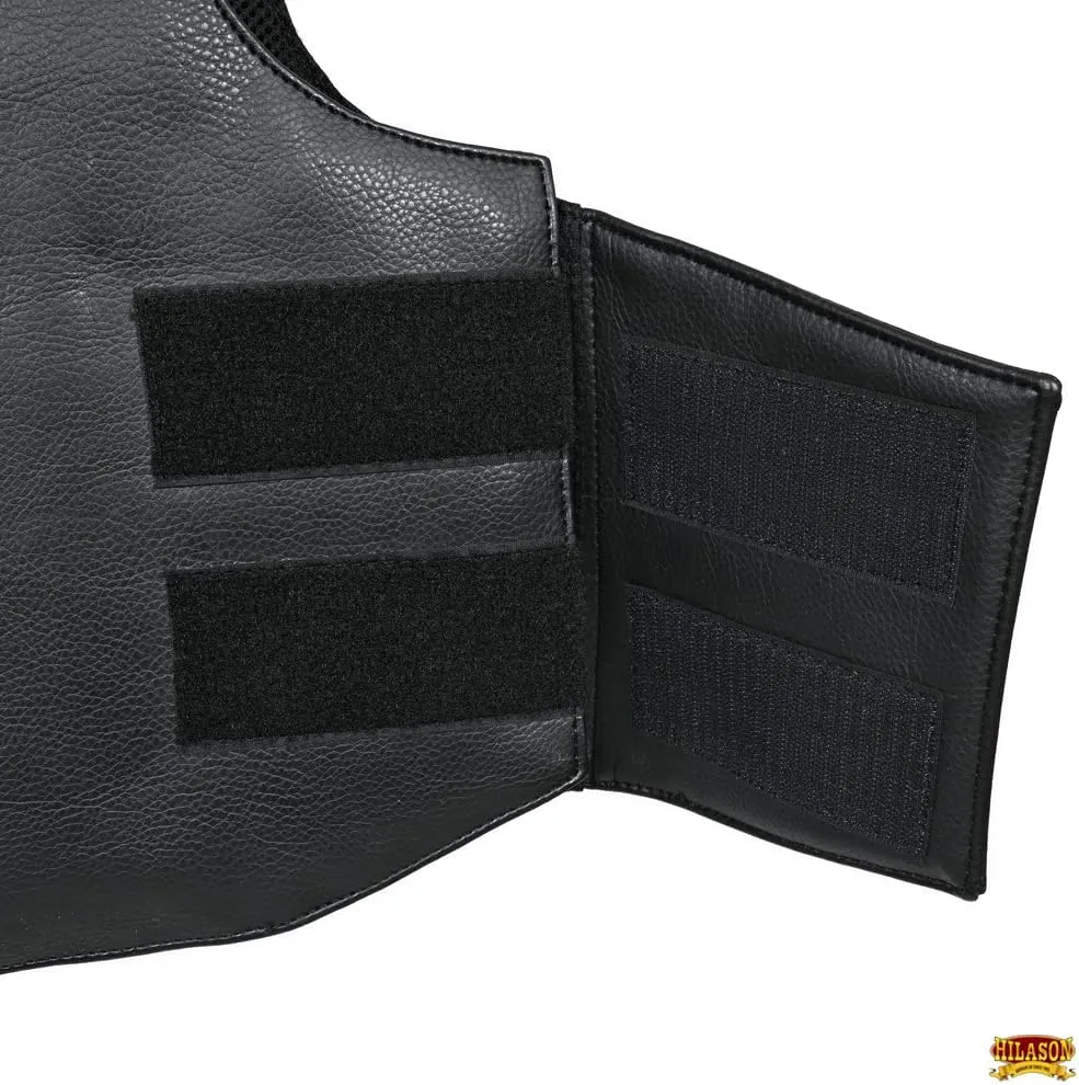 HILASON Bull Riding Vest - Kids Junior Youth Bull Pro Rodeo Leather Blue/Metallic Red