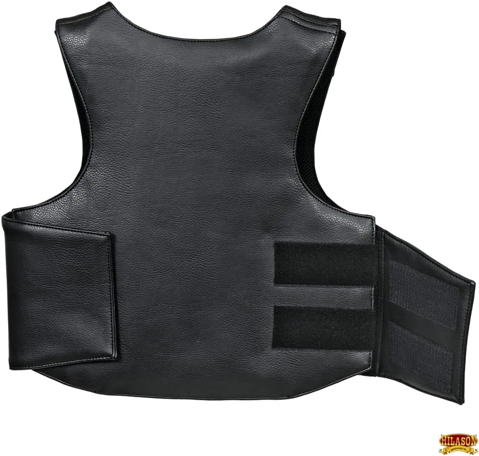 HILASON Bull Riding Vest - Kids Junior Youth Bull Pro Rodeo Leather Blue/Metallic Red