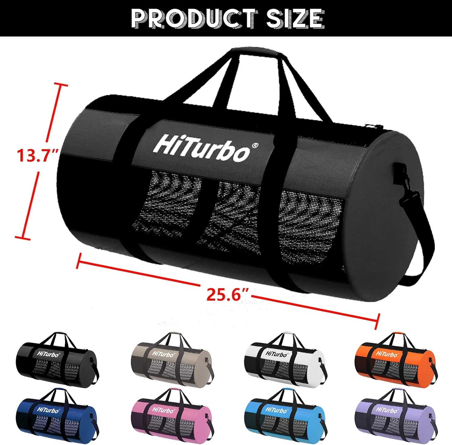 Hiturbo Mesh Dive Duffel Bag: Scuba Gear Bags for Diving, Snorkeling, Freediving and Swimming - 60L Travel Beach Pool Water Sports Equipment Bag with Shoulder Strap