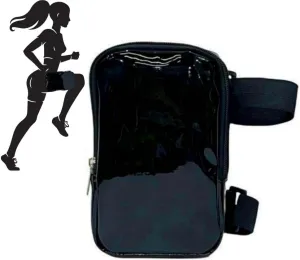Holographic Thigh Bag Waist Pack with Adjustable Straps, Colourful Leg Bag for Women Thigh Bag for Outdoor Hiking Travel Sport Use (black)