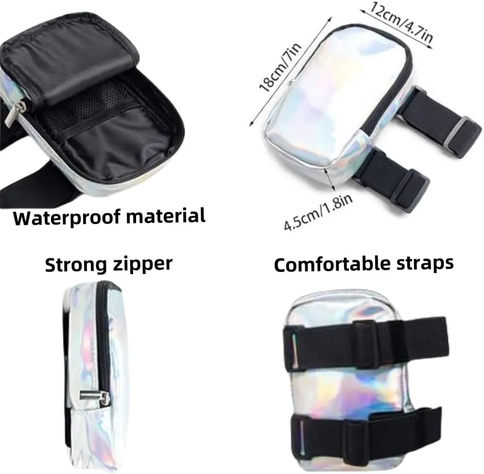 Holographic Thigh Bag Waist Pack with Adjustable Straps, Colourful Leg Bag for Women Thigh Bag for Outdoor Hiking Travel Sport Use (pink)