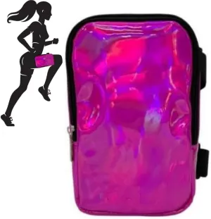 Holographic Thigh Bag Waist Pack with Adjustable Straps, Colourful Leg Bag for Women Thigh Bag for Outdoor Hiking Travel Sport Use (pink)
