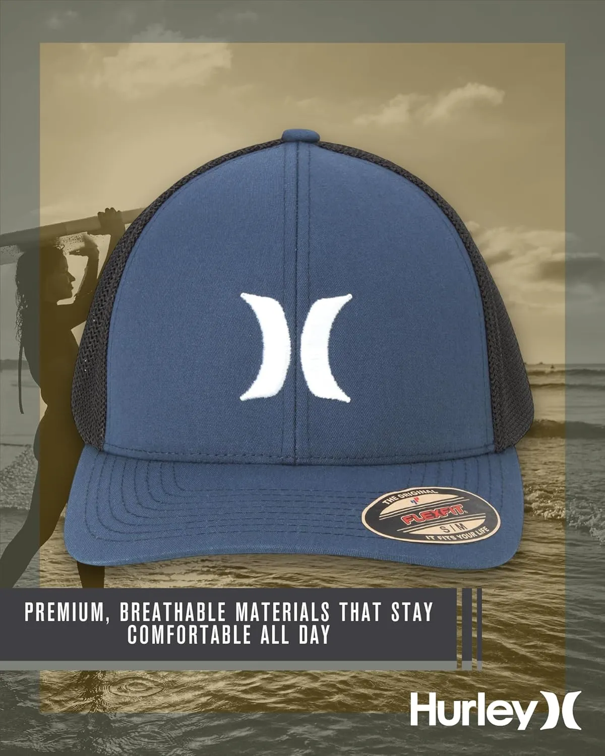 Hurley Men's Hat - Laguna Icon Mesh Fitted Trucker Cap