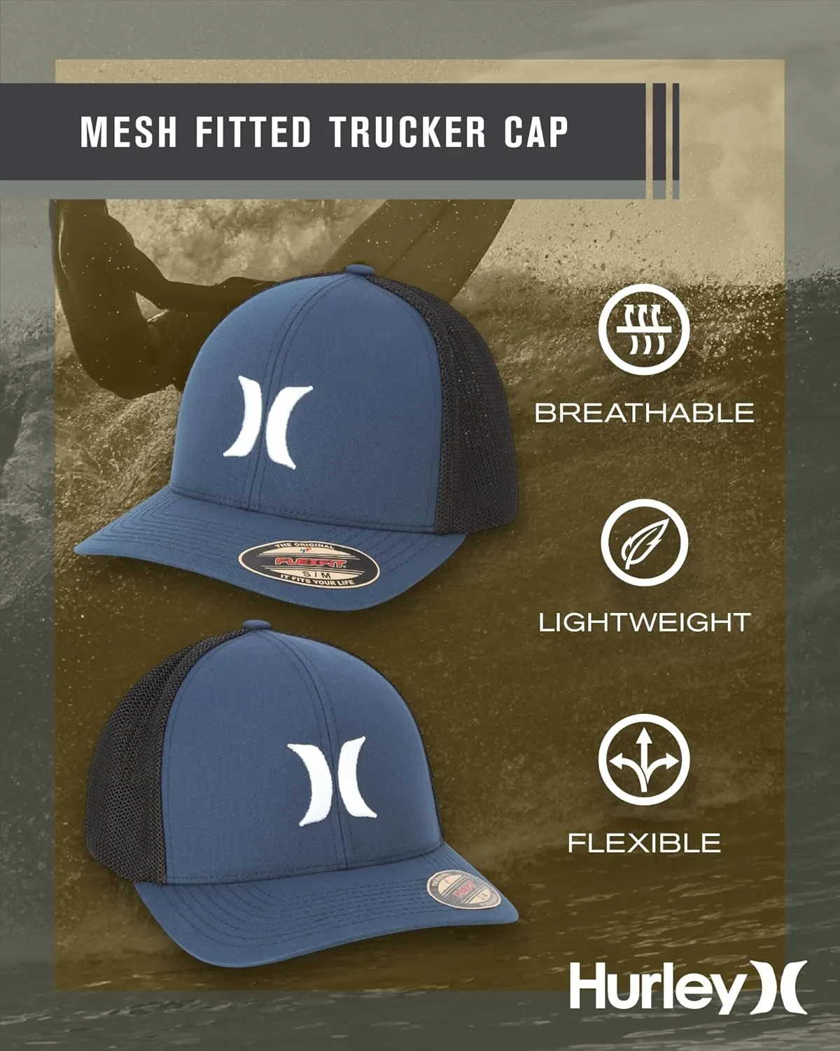 Hurley Men's Hat - Laguna Icon Mesh Fitted Trucker Cap