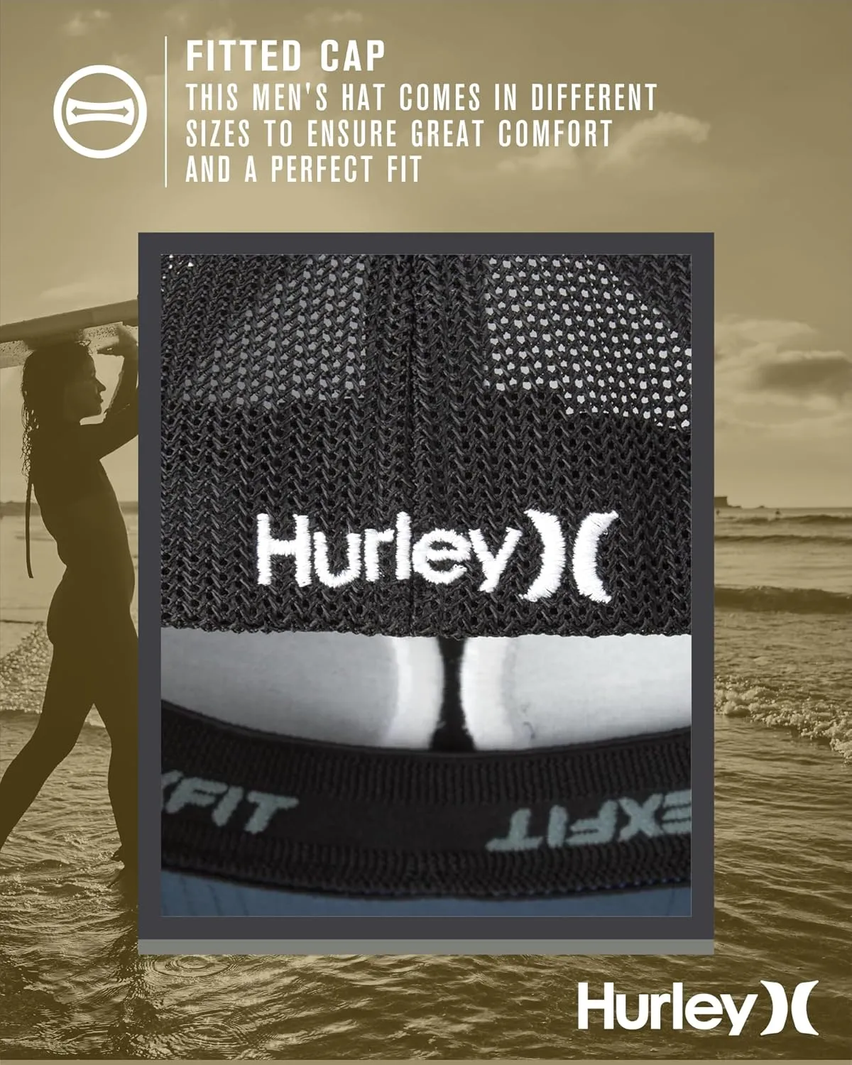 Hurley Men's Hat - Laguna Icon Mesh Fitted Trucker Cap