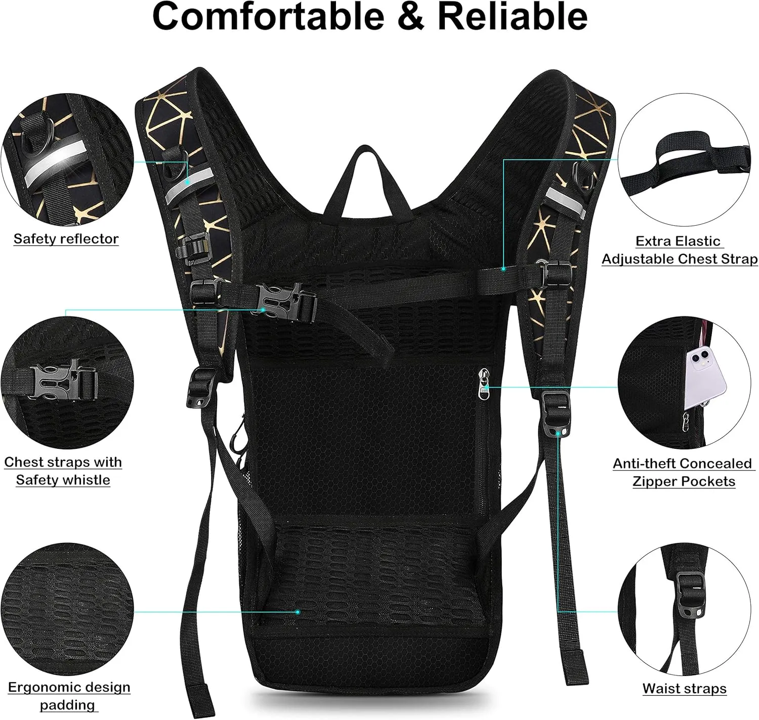 Hydration Backpack Pack, Water Backpack 20L Capacities Included 2L Hydration Bladder, Festival Essential - Rave Hydration Pack Hydropack Hydro for Hiking, Running, Biking, Festival Gear