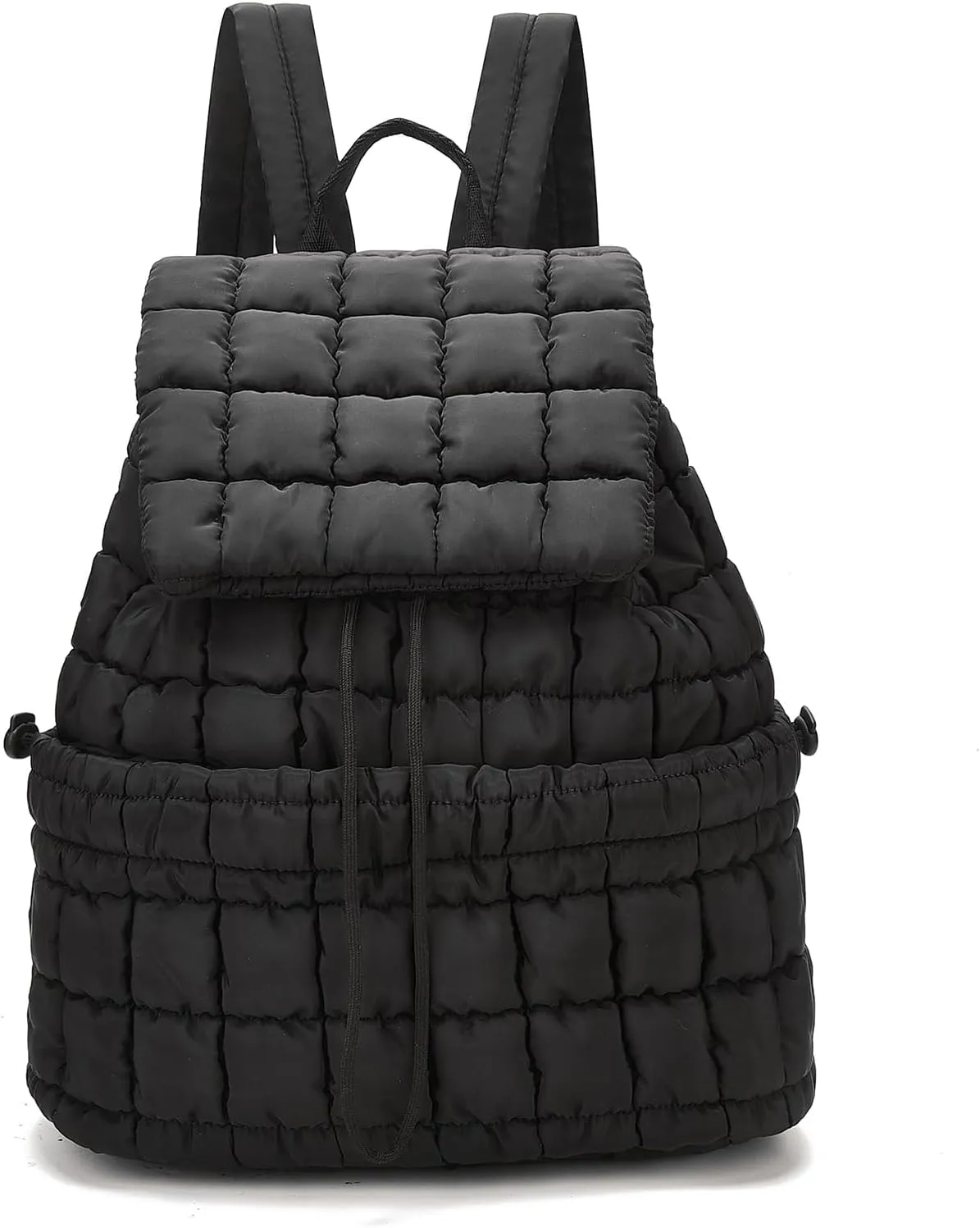 I IHAYNER Quilted Backpack Lightweight Puffer Backpack for Women Drawstring Padding Puffy Travel Daypacks Gym Bag for Ladies Black