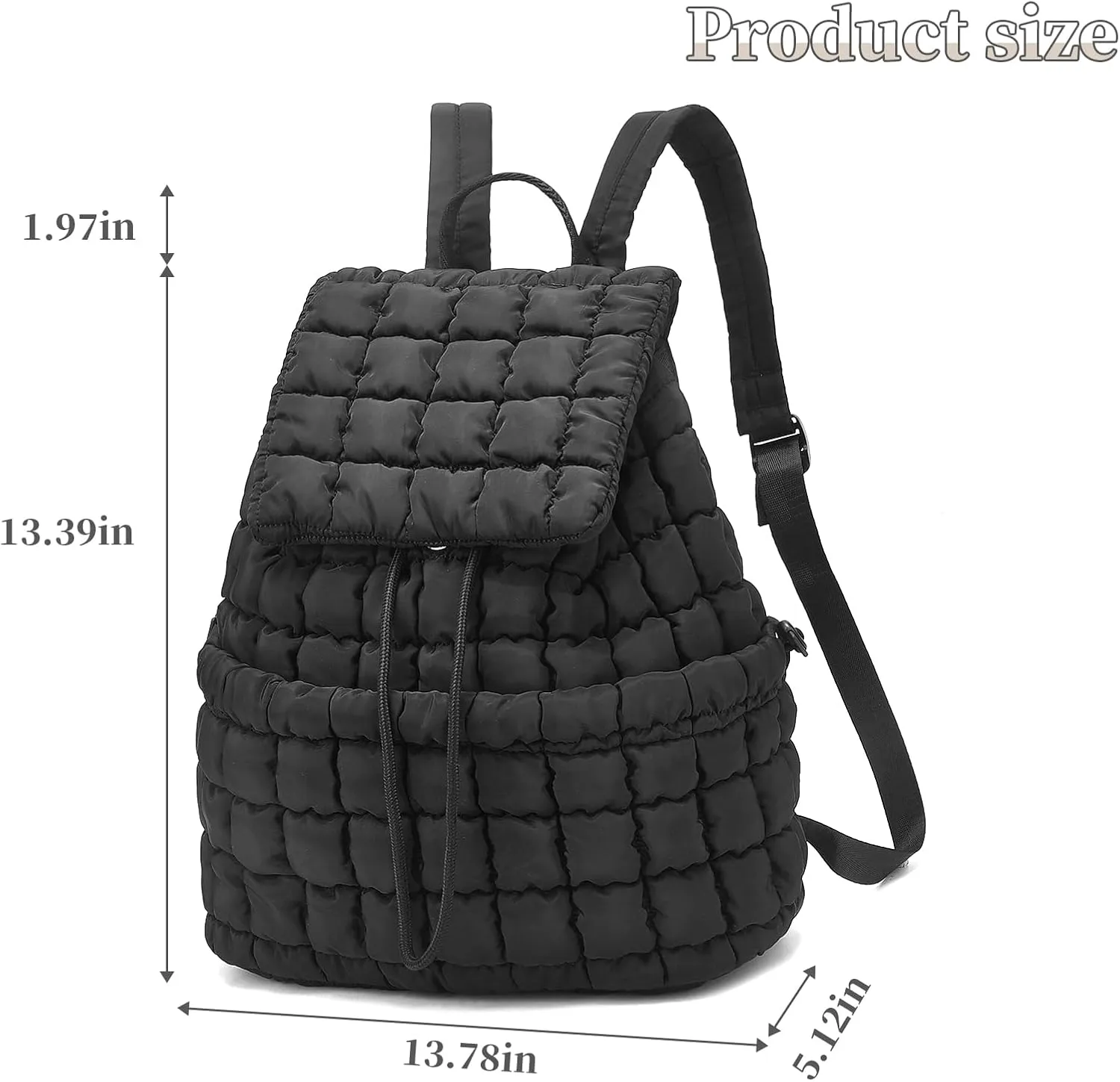 I IHAYNER Quilted Backpack Lightweight Puffer Backpack for Women Drawstring Padding Puffy Travel Daypacks Gym Bag for Ladies Black