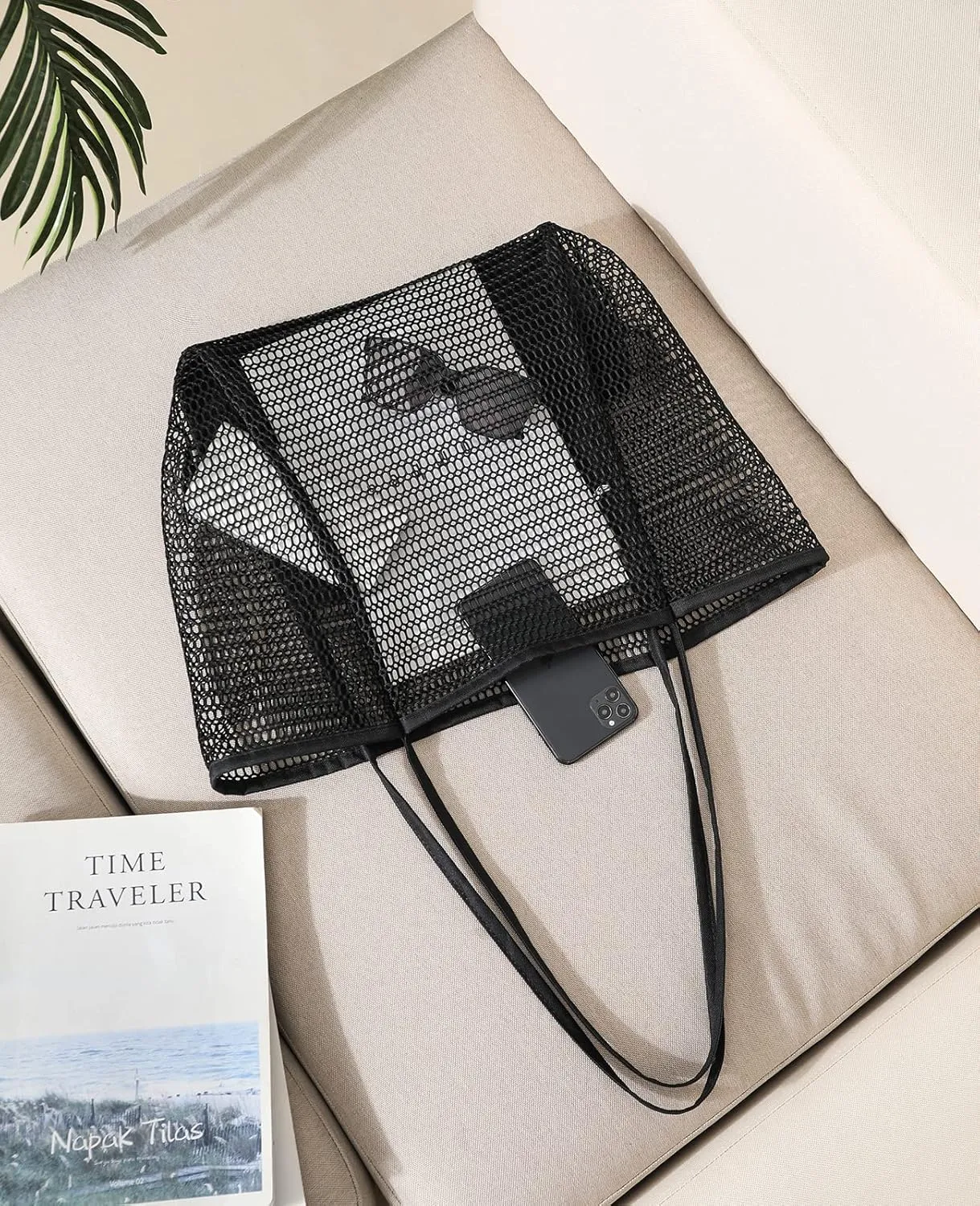 Iioscre Mesh Beach Tote Bags for Womens, Causal Hobo Pool Bags for Swimming Pools Vacations Beach Essentials