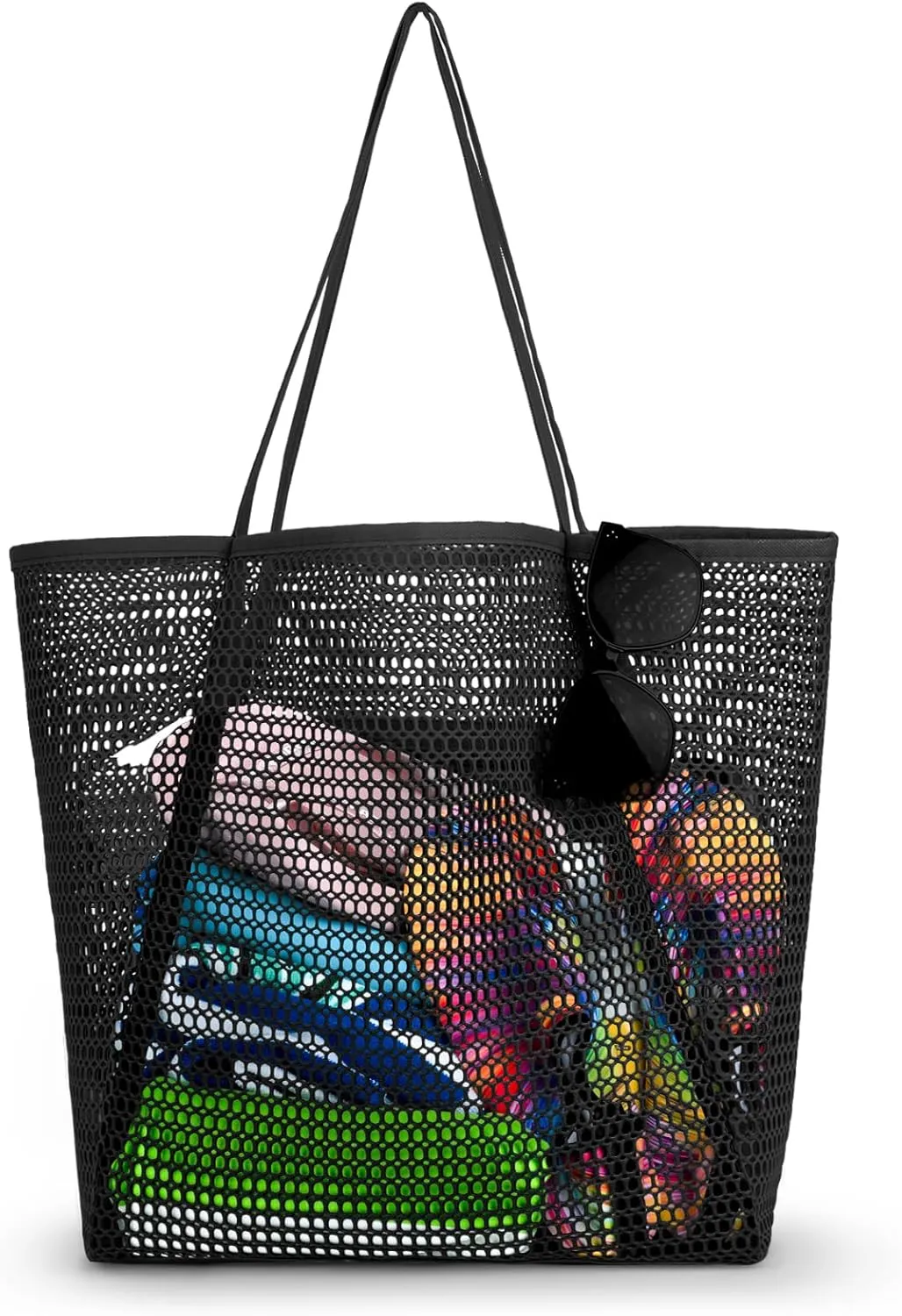Iioscre Mesh Beach Tote Bags for Womens, Causal Hobo Pool Bags for Swimming Pools Vacations Beach Essentials