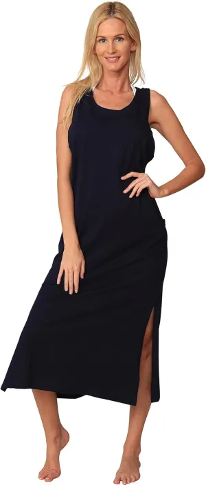Ingear Cotton Dress Long Casual Beach Summer Tank Print Tee Cover Up Plus Size