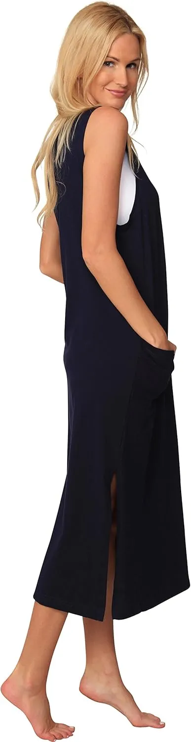 Ingear Cotton Dress Long Casual Beach Summer Tank Print Tee Cover Up Plus Size