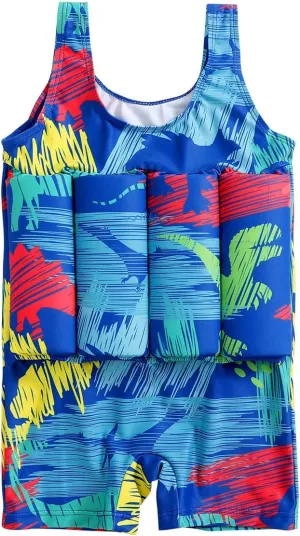 IWEMEK Boys Girls Floatation Swimsuit with Adjustable Buoyancy Baby One Piece Swimwear Float Suit Swim Vest Bathing Suit