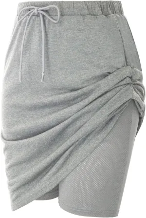 JACK SMITH Women's Stretchy Knee Length Skirts Athletic Skorts for Woman Drawstring Waist with Mesh Shorts Pockets