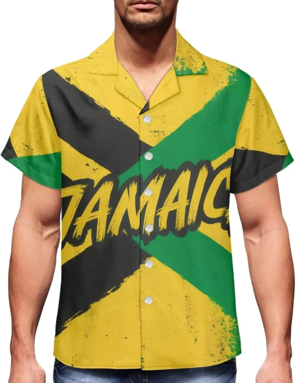 Jamaican 2 Piece Set Couple Outfits Women Jamaica Flag Short Sleeve Skinny Slim Dress Men's Shirt