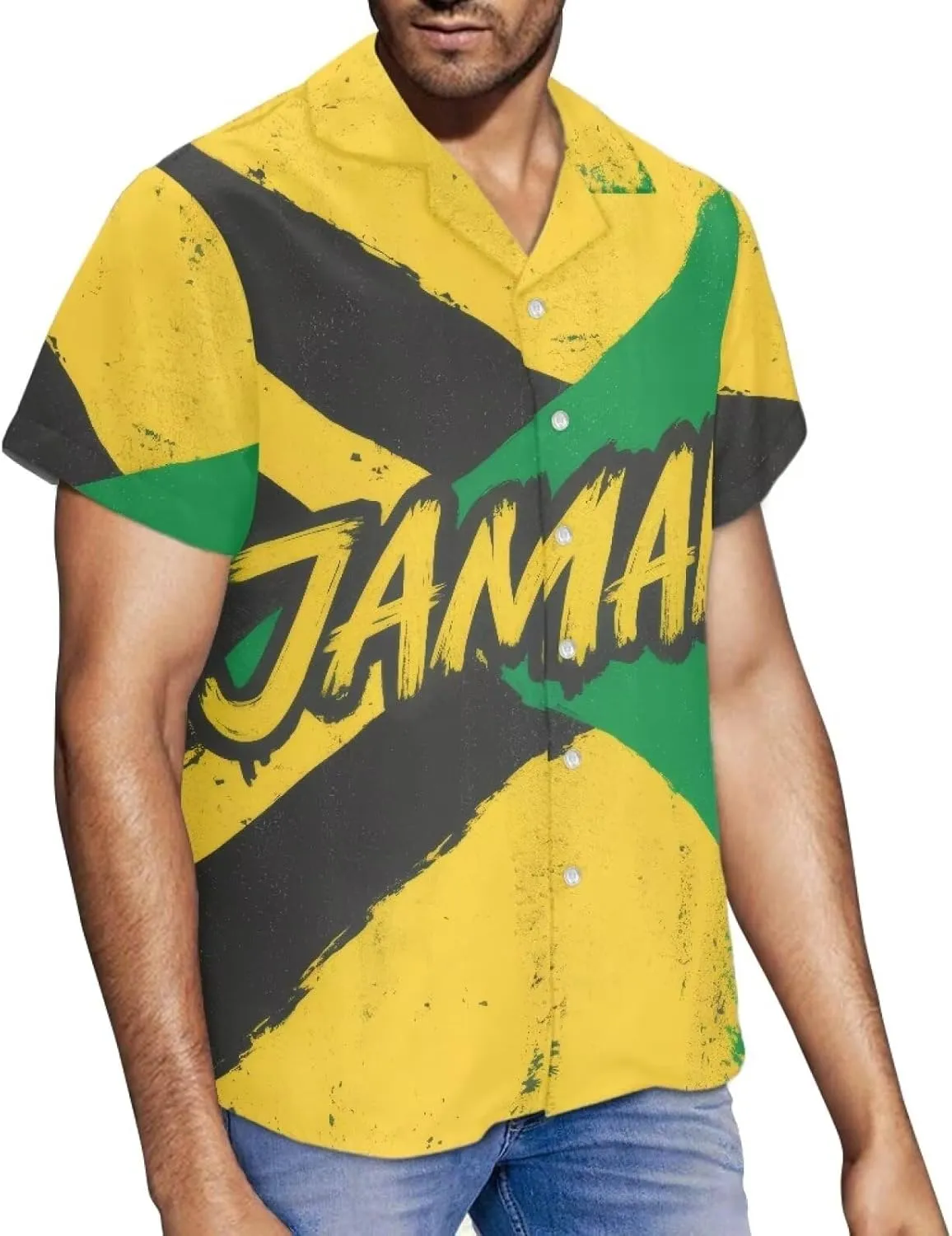 Jamaican 2 Piece Set Couple Outfits Women Jamaica Flag Short Sleeve Skinny Slim Dress Men's Shirt