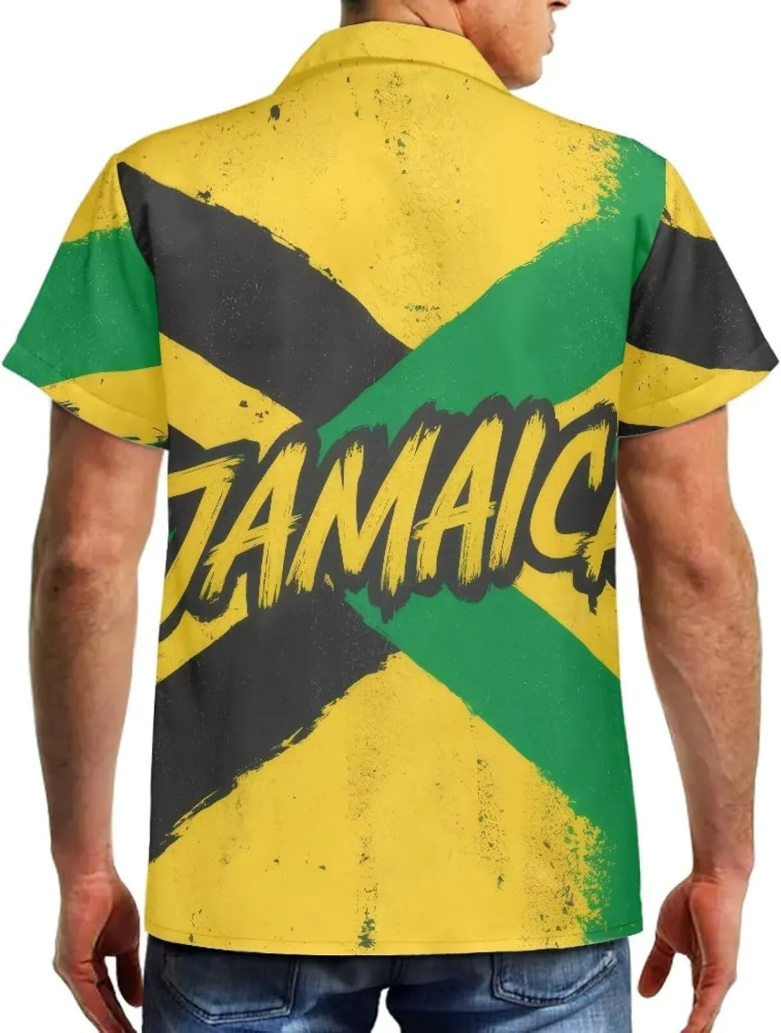 Jamaican 2 Piece Set Couple Outfits Women Jamaica Flag Short Sleeve Skinny Slim Dress Men's Shirt