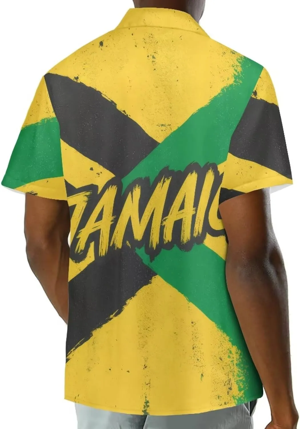 Jamaican 2 Piece Set Couple Outfits Women Jamaica Flag Short Sleeve Skinny Slim Dress Men's Shirt