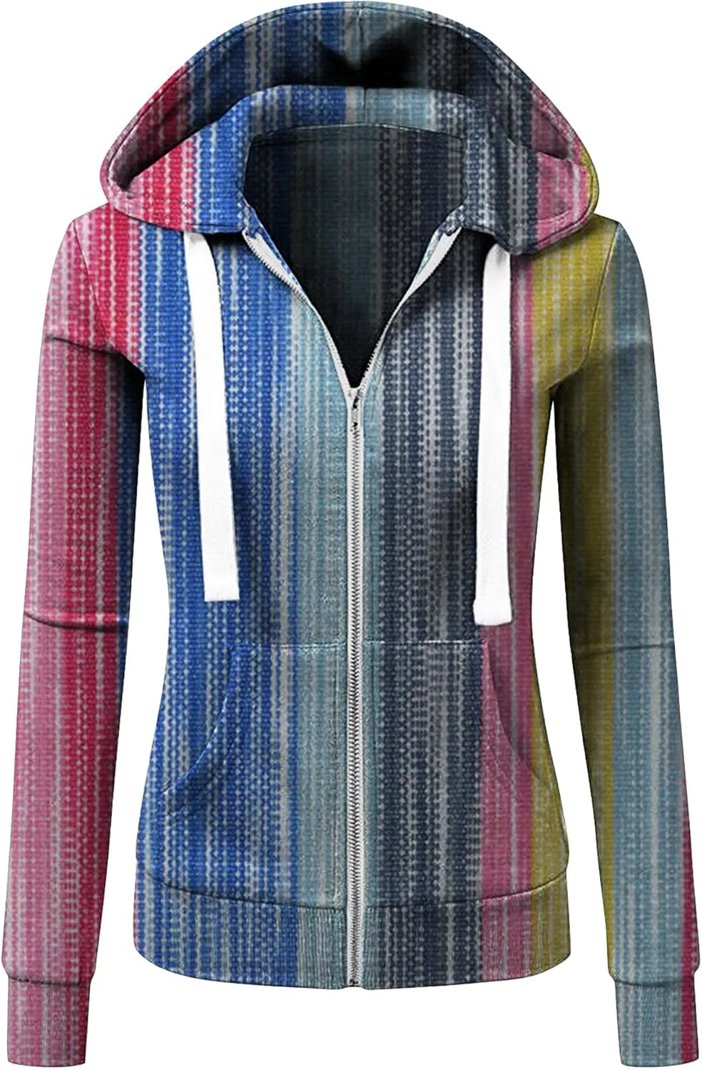 JEsilunmaMY Women's Color Block Winter Cotton Hoodies Long Sleeve Athletic Hooded Sweatshirt Slim Workout Drawstring Jacket