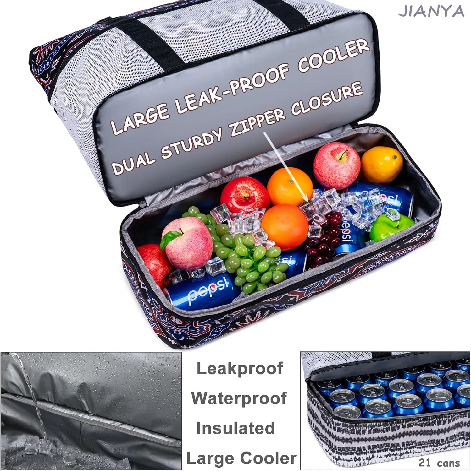 JIANYA Beach Bag XL Women Waterproof Beach Tote Pool Bags with Cooler Sandproof Beach Essentials for Beach Vacation Travel