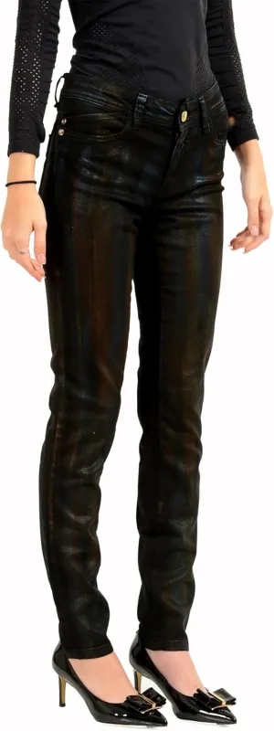 Just Cavalli Women's Painted Metallic Brushstroke Denim in Black Denim Black Denim 25 X 28