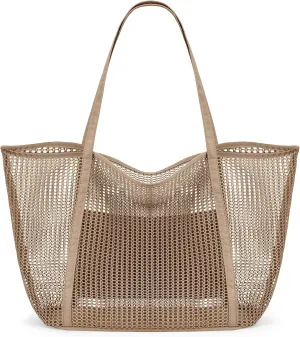 KALIDI FANCY FOREST Beach Mesh Tote Bag, Womens Shoulder handbag MAX 27L Grocery Bag