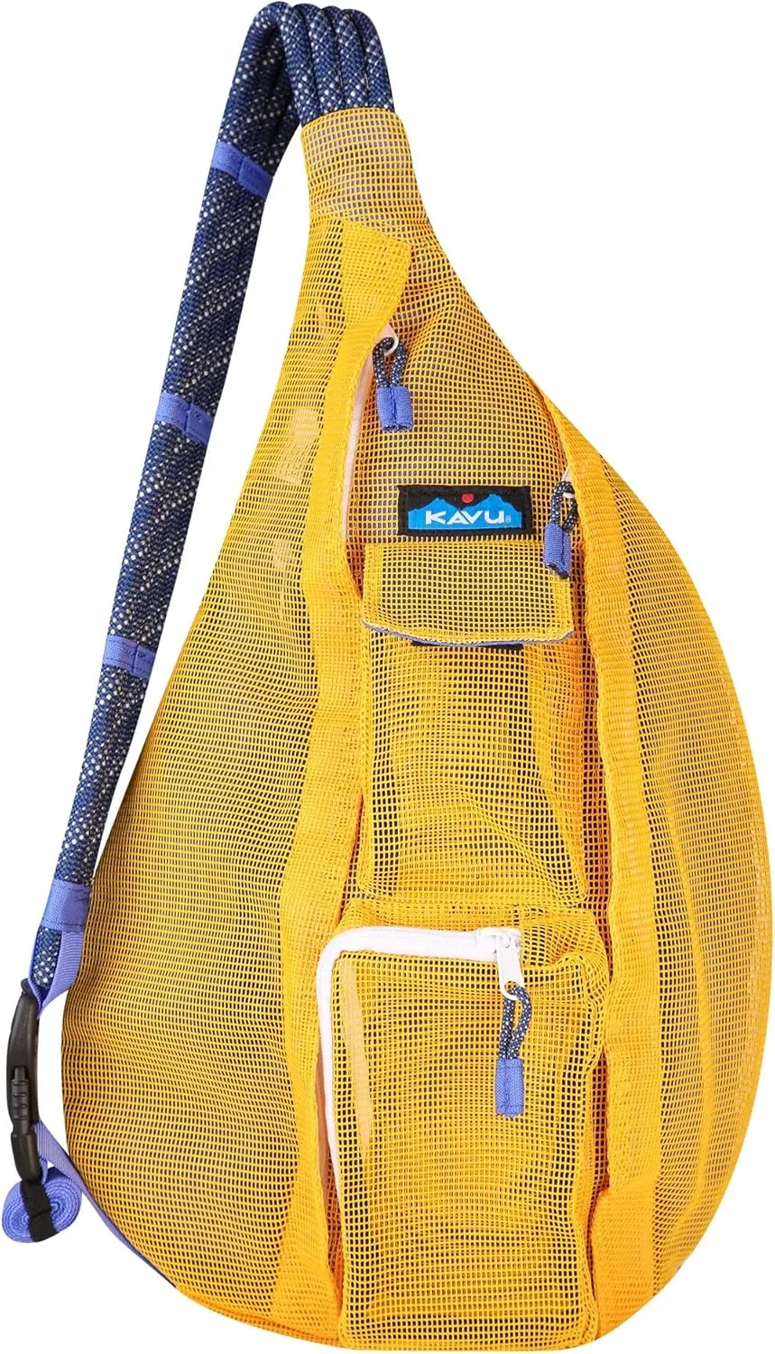KAVU Beach Rope Bag Mesh Crossbody Sling Backpack - Sunbeam