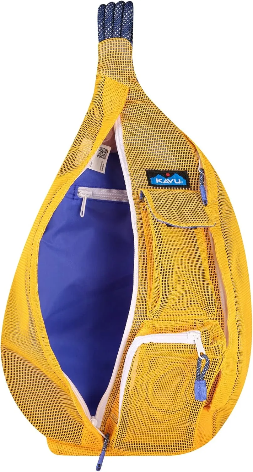 KAVU Beach Rope Bag Mesh Crossbody Sling Backpack - Sunbeam
