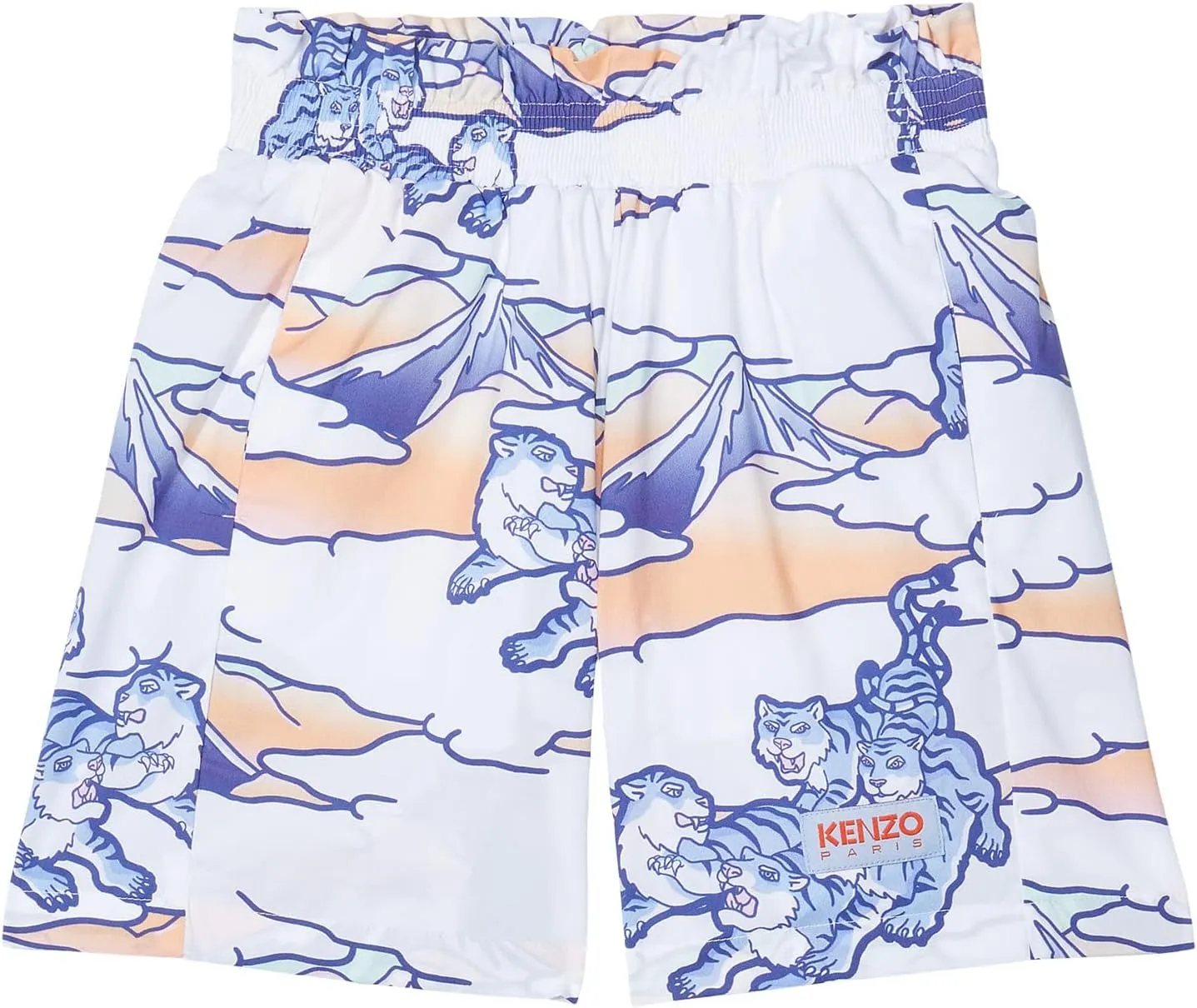 Kenzo Girl's Poplin All Over Print Shorts (Little Kids/Big Kids) White 12A (12 Big Kid)