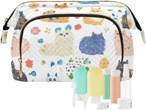 KLL Beauty Himalayancats White Makeup Bags Zipper Make Up Bags Cosmetic Bags For Purse for Makeup Organizer
