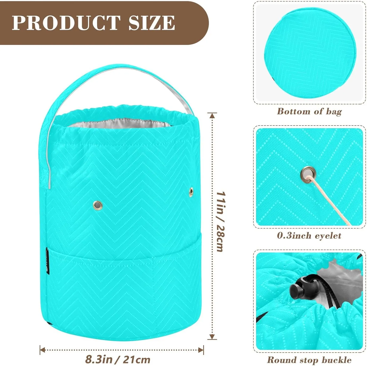 Knitting Bag Cyan Aqua Drawstring Yarn Storage Bags Yarn Holder for Crochet Accessories, Knitting Needles