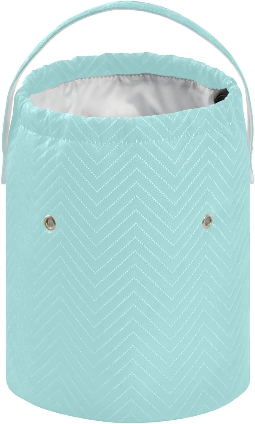 Knitting Bag Pale Turquoise Yarn Bag with Holes Crochet Bag Organizer for Travelling