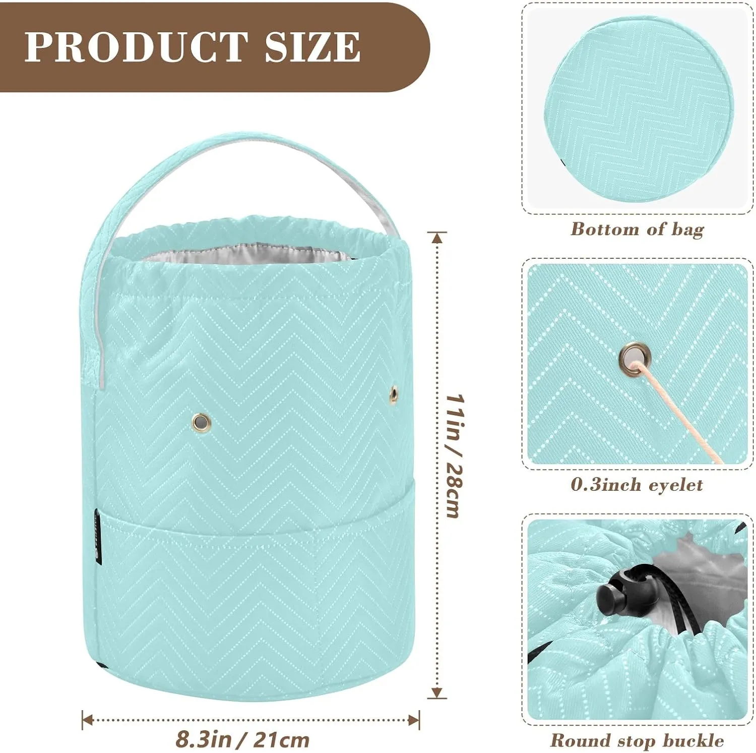 Knitting Bag Pale Turquoise Yarn Bag with Holes Crochet Bag Organizer for Travelling
