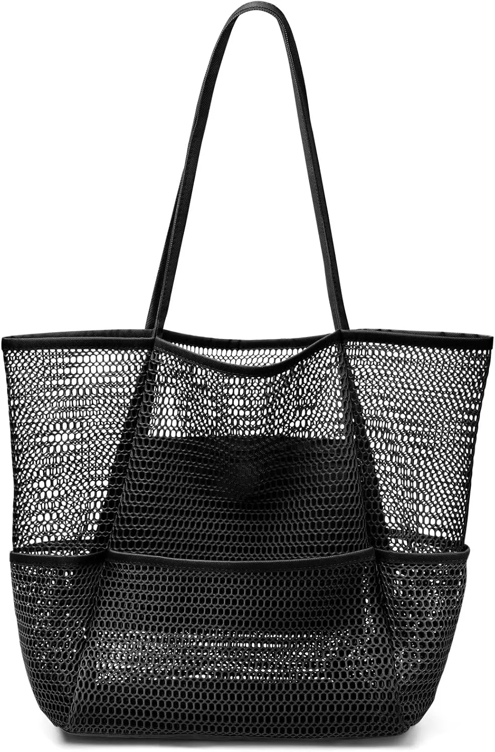 KPX Beach Bag with Mini Pocket, Beach Tote Bags for Women Large Foldable Mesh Swimming Pool Travel Bags - Sandproof