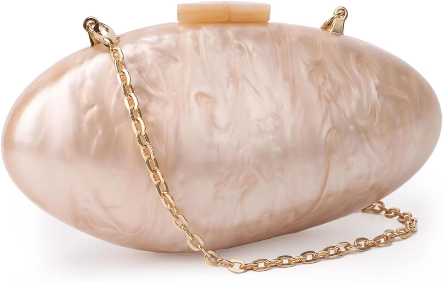KUANG! Evening Handbags for Women Acrylic Shell Mussel Shape Shoulder Crossbody Bag Chain Clutch Purse for Wedding Party