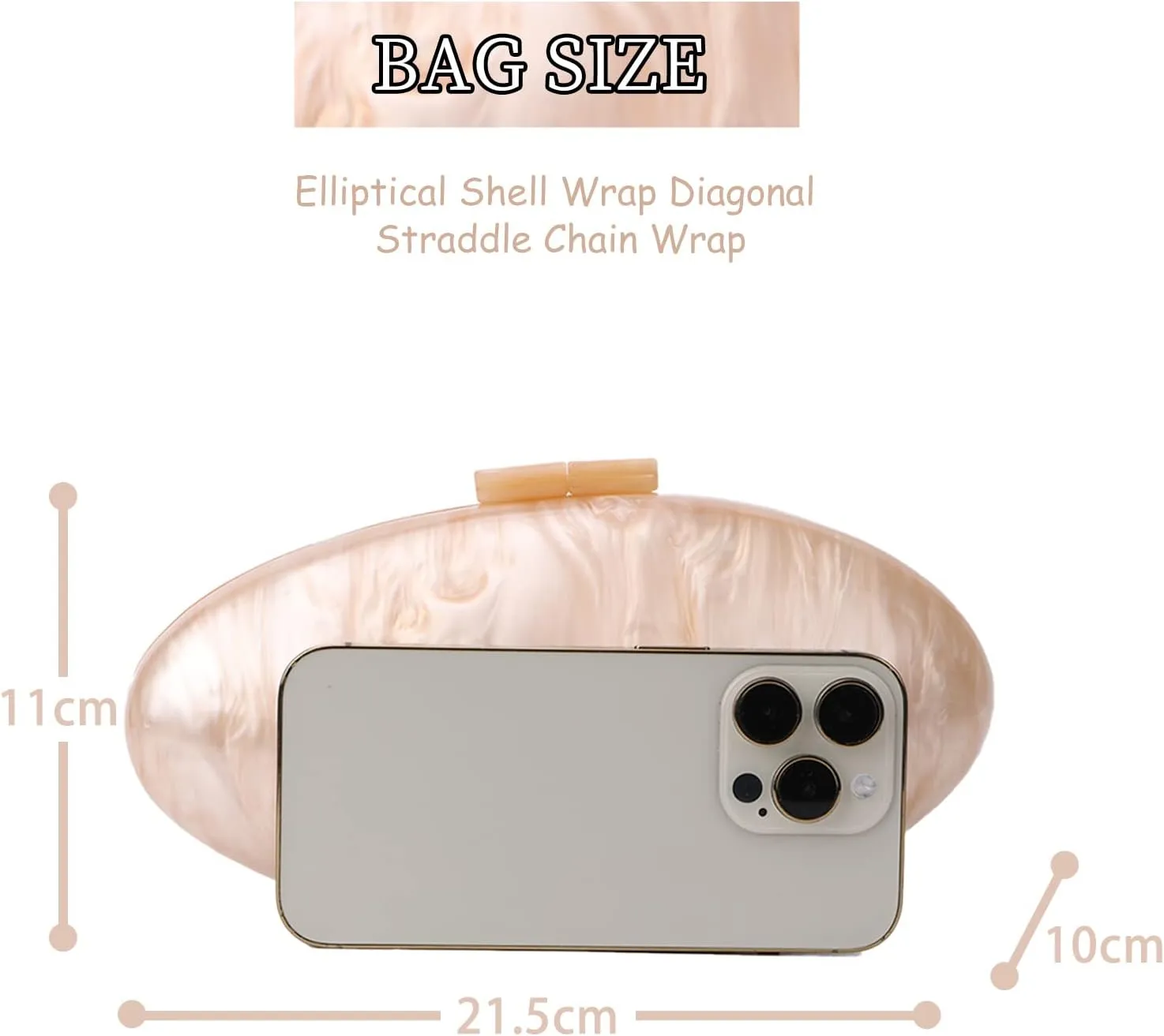KUANG! Evening Handbags for Women Acrylic Shell Mussel Shape Shoulder Crossbody Bag Chain Clutch Purse for Wedding Party
