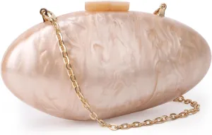 KUANG! Evening Handbags for Women Acrylic Shell Mussel Shape Shoulder Crossbody Bag Chain Clutch Purse for Wedding Party