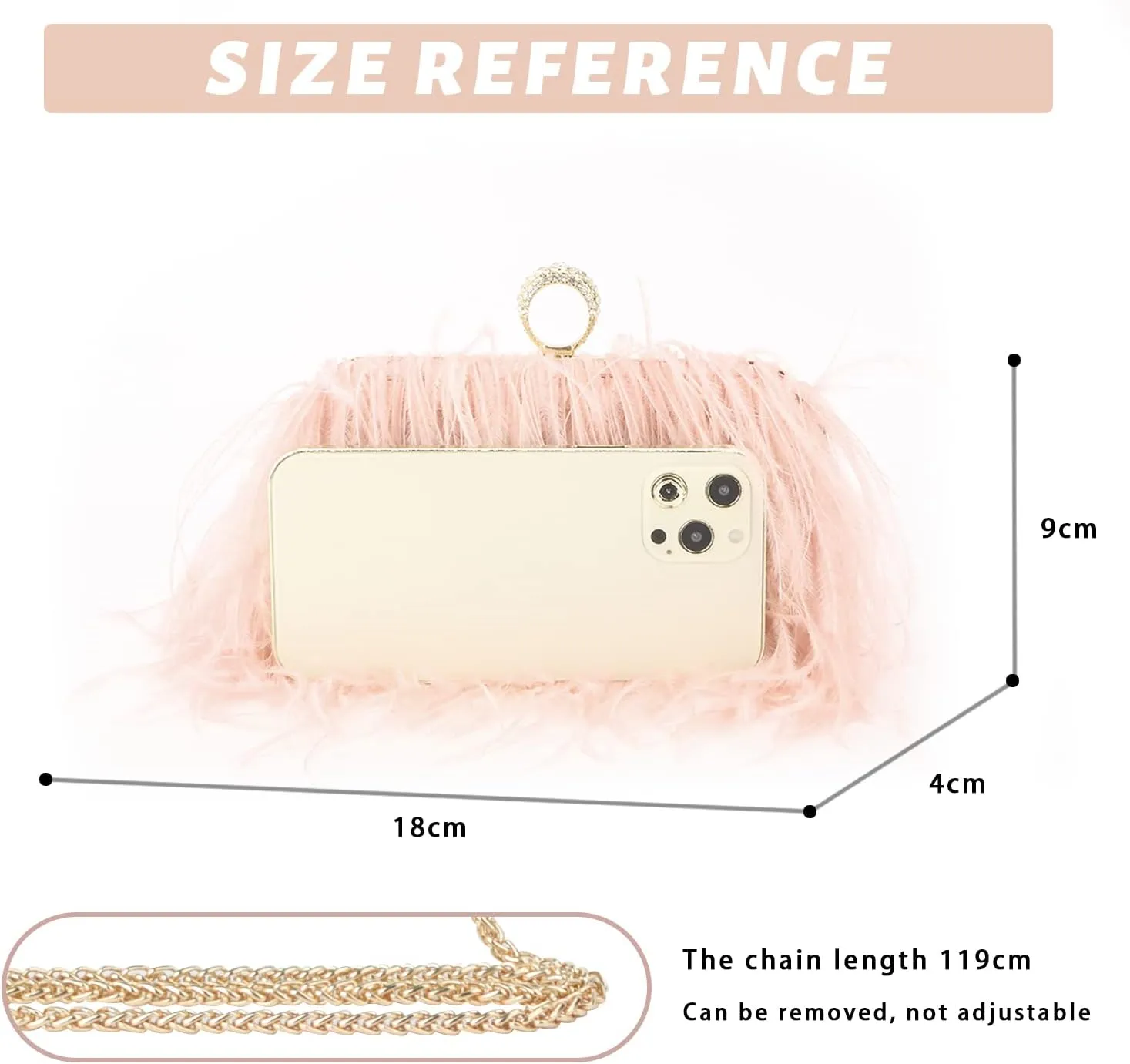 KUANG! Real Natural Ostrich Feather Clutch Evening Bag Fashion Handbag Purse for Banquet Party