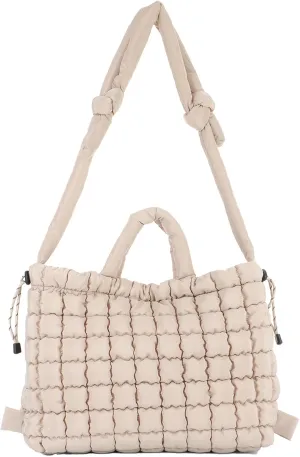 Lanpet Quilted Puffer Tote Bag for Women Large Quilted Crossbody Bag Lightweight Nylon Puffy Carryall Hobo bag Handbags