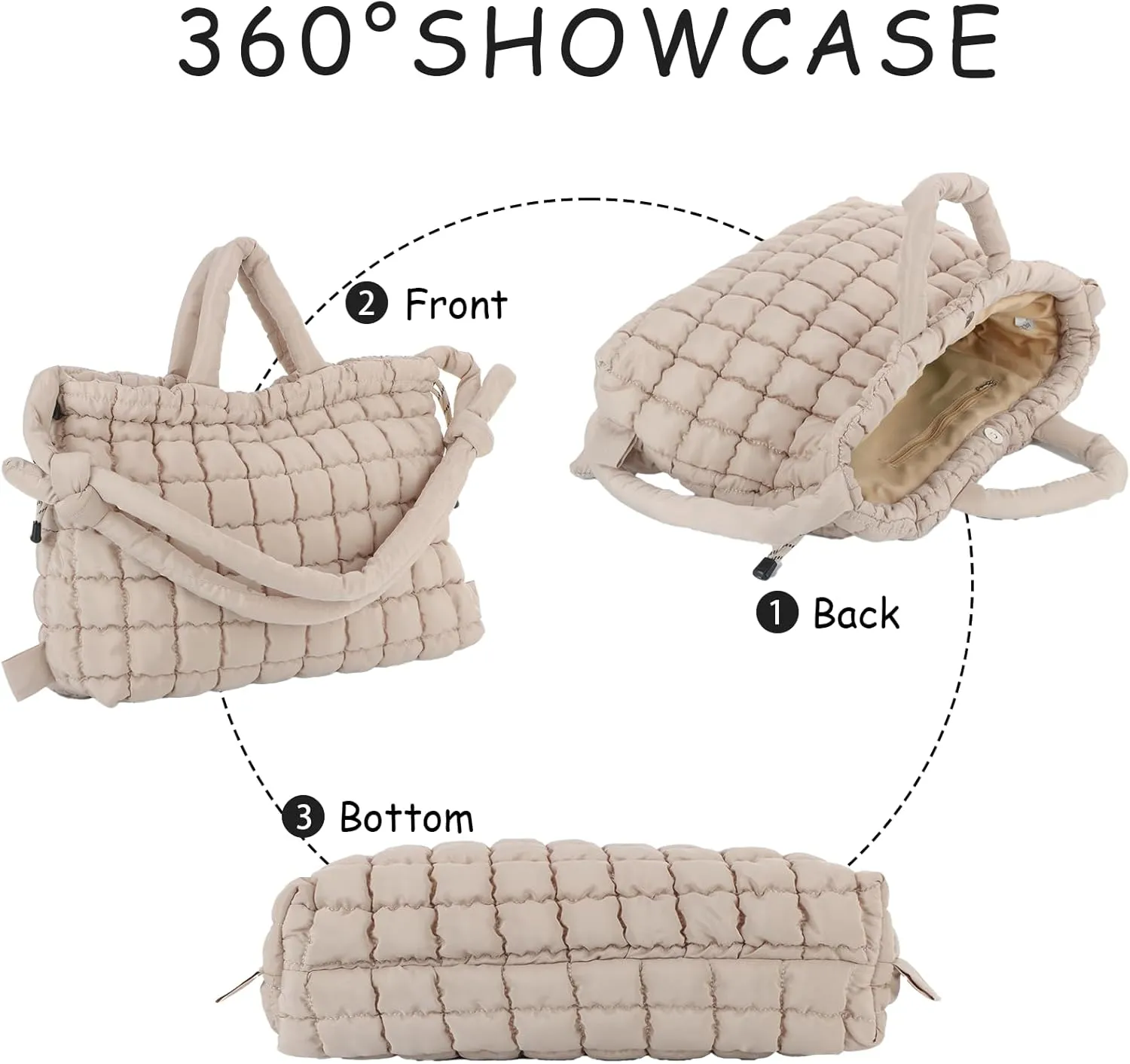 Lanpet Quilted Puffer Tote Bag for Women Large Quilted Crossbody Bag Lightweight Nylon Puffy Carryall Hobo bag Handbags