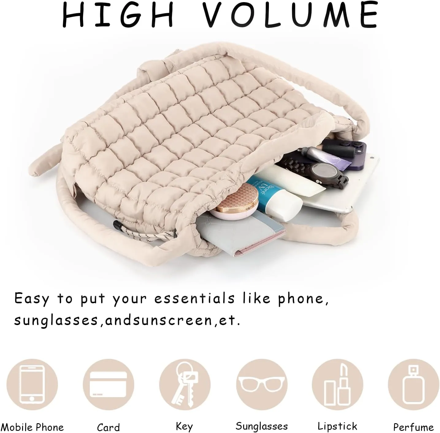 Lanpet Quilted Puffer Tote Bag for Women Large Quilted Crossbody Bag Lightweight Nylon Puffy Carryall Hobo bag Handbags