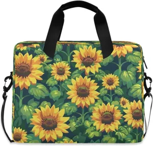 Laptop Bag Computer Bags Messenger Shoulder Bag Briefcase Sunflower and Leaves for Business Office Work
