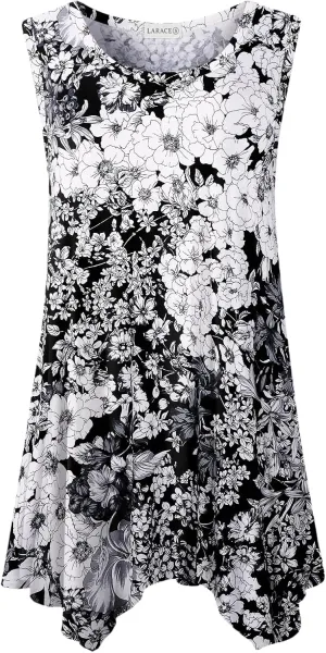 LARACE Womens Plus Size Tank Tops Summer Sleeveless Shirts Casual Loose Tunic Blouses