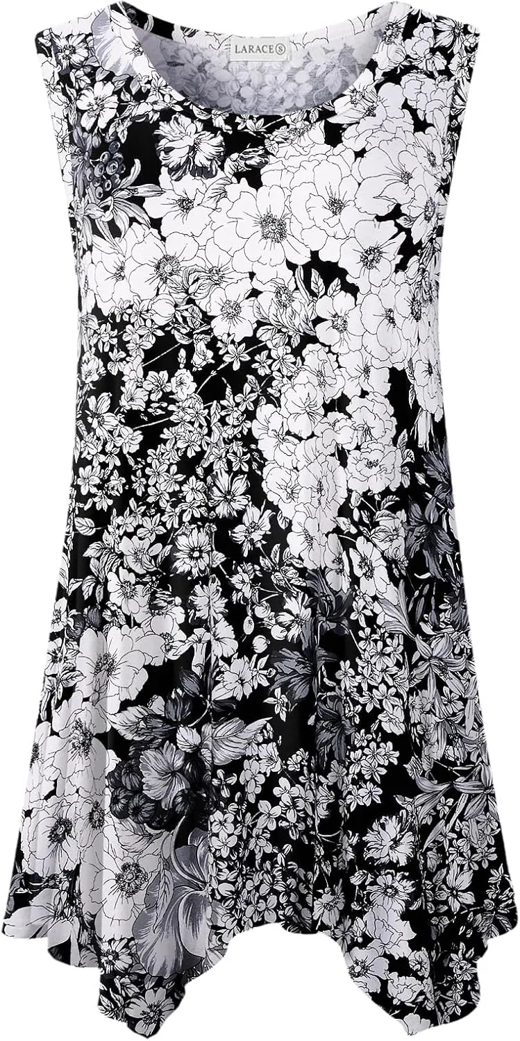LARACE Womens Plus Size Tank Tops Summer Sleeveless Shirts Casual Loose Tunic Blouses