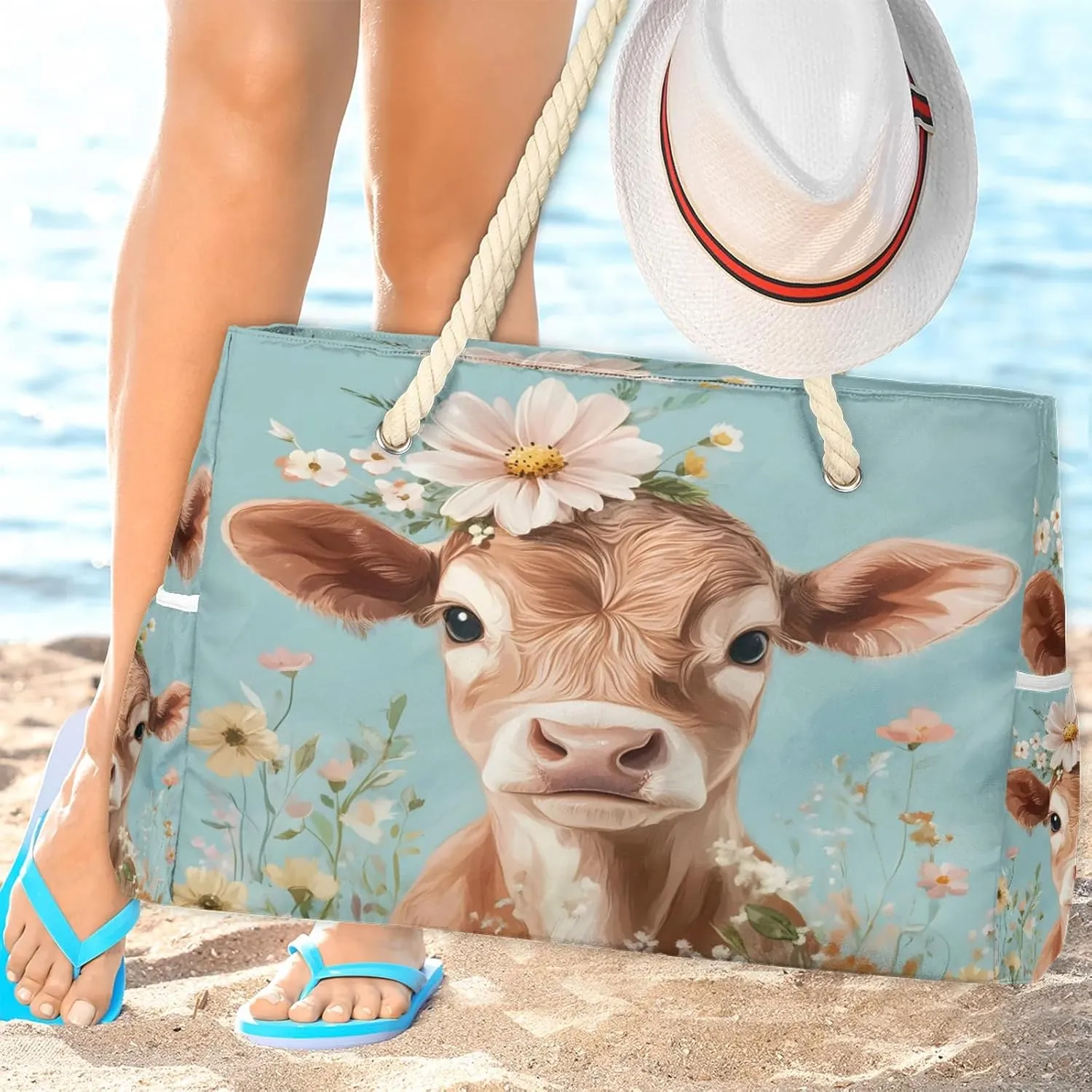 Large Beach Bags for Women with Zipper Beach Tote Bag Waterproof Sandproof Gym Swim Pool Grocery Travel Bag