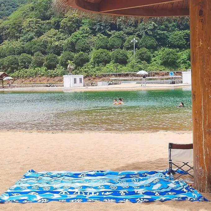 Large Beach Blanket Waterproof Sandproof 79"x 83" for 1-4 Adults,Quick Drying Beach Mat,Lightweight & Durable,Beach Essentials for Family Beach Camping Travel Picnic(2pcs)